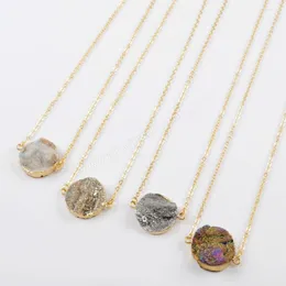 Naszyjniki wisiorek naturalny kamień galaktyki Naszyjnik Reiki Energy Crystal Quartz Charms Choker for Women Boho Style Akcesoria biżuterii