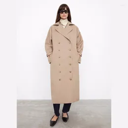 여자 트렌치 코트 토템 코트 겨울 옷 여성 재킷 X-LONG 카키 옷깃면 시즌 스트레이트 타입