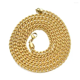 Chains 5mm 24K Gold Plated Stainless Steel Cuban Curb Chain Necklace Bling Punk Party Jewelry Gifts