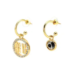 MI asymmetrical earrings Europe and the United States personality all match simple high-grade letter earrings set with diamond Miss Miu earrings