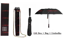 2023 Luxury C Umbrella Classic Classic Black Long Umbrella for Women Summer Fold Fashion Rain Rain Vip Gift with PU Case Gifting CH552657956