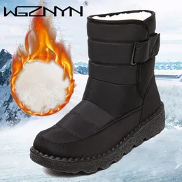 Botas wgznyn 2021 Winter Women Boots Botas à prova d'água Plataforma de neve Manutear botas quentes no tornozelo com saltos de pele grossos botas mujer 3643