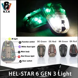 꼬치 헬 스타 6 Gen 3 헬멧 라이트 스트로브 IR 녹색 빨간색 손전등 생존 Lampe Airsoft 플래시/안정적인 기능 방수 방수