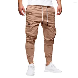 Herrenhosen Männer Jogginghose Pant lässige Feste Farbe elastischer Mode Sport loser Jogger Draw String Running Hose Bandage Fitnessstudio