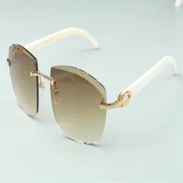 direct s newest high-end cutting lens sunglasses 4189706-A white natural buffalo horn sticks size 58-18-140 mm246W