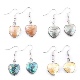 Dangle Chandelier Wojiaer Natural Abalone Shell Pearl Heart Shaped Beads Hook Pendant Earrings Drop Earring Womens Simple Jewelry Dhyvd