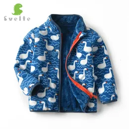 Jackets Svelte 212 Yrs Kids Polar Fleece 인쇄 재킷 외부웨어 소년 안감 가짜 모피 헤비급 모피 코트 스웨터 230818