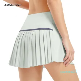 Tenisowe spódnice Kobiety skorcie się w tenisa skorts plisowana spódnica letnia lycra solidne spódnice sportowe sukienka golfowa Szybkie suche szorty fitness z kieszenią