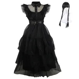 Cosplay Movie Wednesday Cosplay Costume Dresses Wednesday Addams Cosplay Gothic Wind Adult Kids Children Dress Halloween Party Costumes 230817