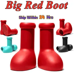MCHF Atro Boy Boot Big Red Boot Erkekler Kadınlar Yağmur Fahion Siyah Kalın Dip Slip Olmayan Bootie Erkekler Kauçuk Deigner Platform Bootie