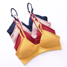 Yoga Outfit Triangle Cup No Steel Ring Bra Girl Sexy Deep V Thread Cotton Bikini Wrapped Suspender Bandeau Sports For Women Gym