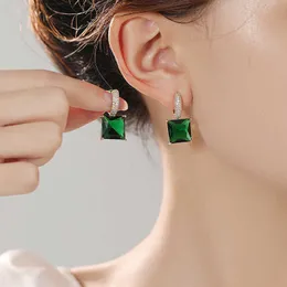 Nuovi orecchini in zirconi micro intarsiati verdi con design leggero in stile lusso Orecchini alla moda Orecchini francesi con sentimenti e temperamento avanzati