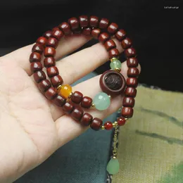 Strand Natural Rosewood Double Camada Buda Minchações Bracelete Homens e Mulheres