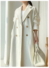 Wool wełna mieszanki Winter Cashmere High End Luksusowy podwójny piersi klasyczny wielbłąda Zgębienie długości 101801 Kobiety 230818