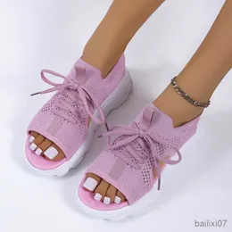 Sandals Mesh Women Sandals Summer Shoes for Women Trend Lace-Up Platform Sandals Open Toe Beach Sandals Sandalias Mujer R230821