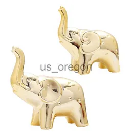 Andere Wohnkultur 1 Paar goldene Elefant Statue Wohnkultur Elefant Keramik Ornamente Skulptur für Wohnzimmer Desktop x0821