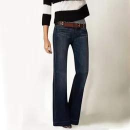 Kvinnors jeans mager blossade för kvinnor låg midja klocka botten vintage flare denim byxor casual byxor kvinnliga kläder