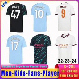 22 23 24 New Mans Cities Haaland de Bruyne Fußballfußball Trikots 2023 2024 Grealish Bernardo Fans Spieler Version Women's Kids Football Trikots Thai Version