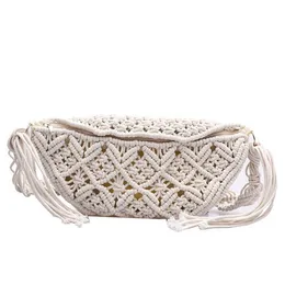 Midjeväskor Kvinnlig sommarstrand Macrame Braid Bohemian Fanny Pack Fashion Crochet Gypsy Aztec Ibiza Ethnic Bum Belt 230821