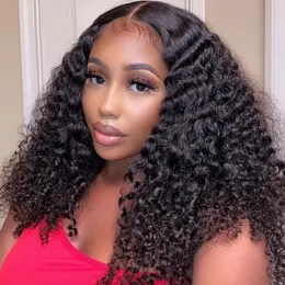 Malásia Jerry Curly 13x4 HD Lace Frontal Wigs Human Human Pré Plucheed Kinky Curly 360 Full HD Lace Front Wig