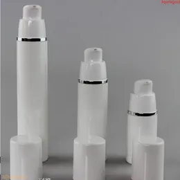 15ml 30ml 50mlピュアホワイトシルドリカルシルバーエッジ化粧品梱包容器プラスチックエマルジョンエアレスポンプボトル＃213goods tfdnm