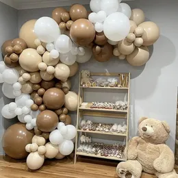 Andra evenemangsfestleveranser 123 st balloon Garland Arch Kit kaffe Brown White Latex Balloons Födelsedag Baby Shower Bear Theme Decorations 230818