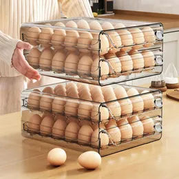 Storage Bottles Refrigerator Egg Holder Capacity Double Layer Container With Timer Scale Space-saving Rack