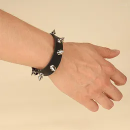 Связанные браслеты уникальный заостренный браслет с одним рядом шип заклепки панк-готический рок унисекс