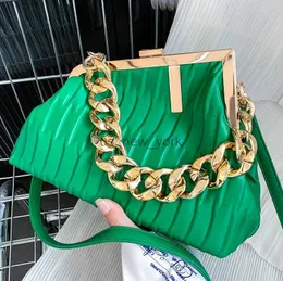 Evening Bags Fashion Triangle Design gold Thick Chain Shoulder Crossbody Bag For Women 2023 New Luxury Brand Handbag Large Party Cluth HKD230821