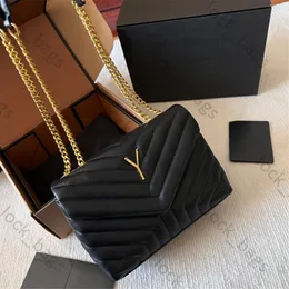 Loulou Designer Bag Puffer Y Form Läder Crossbody Bags Metal Chain Shoulder Bag Högkvalitativ Luxurys Handväskor Black Woman Handbag Fashion Wallet Mini Purse