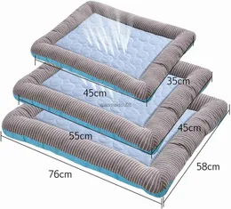 Andere Haustierversorgungen Kühlkissenbett für Hunde Katzen Welpen Kätzchen Cool Matte Decke Ice Seidenmaterial Weich für den Sommer schlafend rosa blau atmungsaktiv hkd230821