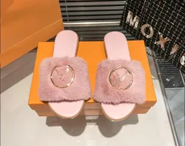 Designer femminile pantofole di lana scintille marchi di lusso sandali con tacco basso piatto in lana piatta scarpe da esterno non slip in gomma alfabeto