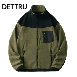 Men's Jackets DETTRU Hip Hop Winter Fleece Fluffy Jacket Streetwear Harajuku Fuzzy Zipper Coat Men Autumn Solid Color Lightweight Jackets 230818