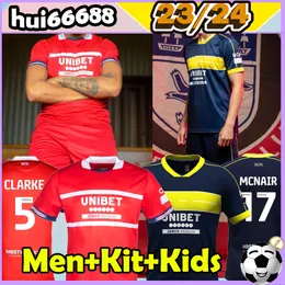23/24 Middlesbroughs Soccer Jerseys Akpom Del Fry McGree Archer Lenihan Forss Watmope McNair 2023 2024 Men Kit Kids Football Jerseys