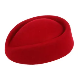 Asds-New elegancka wełniana filc Pillbox Stewardess Air Hostesses Beret Hat Base Cap273N