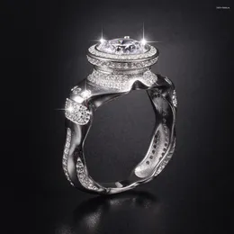 Rings de cluster Luxo masculino 925 prata esterlina 3ct anel de diamante simulado eterno de noivado eterno alianças de casamento meninos jóias tamanho 8-13 presente
