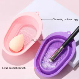 Makeup Brushes Rancai 1st Collapsible Silicone Brush Pad Clean Tvättverktyg för sminkborstar Scrubber Board Cosmetics Cleaning Mat Kit HKD230821