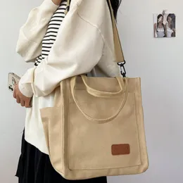 Evening Bags Multi Pocket Large Capacity Canvas Tote Shoulder Bag Messenger Solid Color Handbag For Women