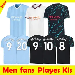 23-24 Novas camisas de futebol de Bruyne Haaland Foden Grealish Mahrez Mans Cities Futebol camisa de futebol Bernardo Phillips Rodrigo 23 24 Ytic Nam Man Campeões de equipamentos infantis