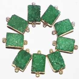 Naszyjniki wiszące 6pcs/działek naturalny surowy kamień zielony kryształowy naszyjnik elektro plakowany ze złotą krawędzią Reiki DIY Akcesoria tatystyczne