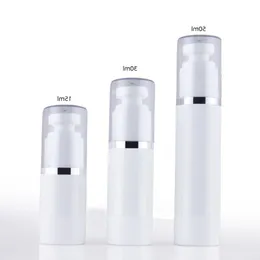 10PCSポータブルプラスチックエッジペットエアレスポンプボトル15ml 30ml 50ml真空ローション香水ボトル空の小さな化粧品コンテナwqalo