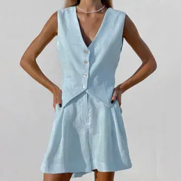 Женские шорты для маленького костюма Set Set Summer Cotton и льняная одежда для одежды короткие штаны Женщины