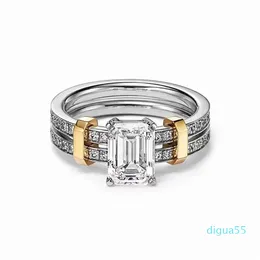 Дизайнерские ювелирные изделия для кольца для мужских женских дизайнерских колец квадратный бриллиант Dail Row Diamond Кольцо циркония свадебные украшения