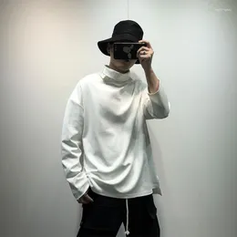 Men's T Shirts Long Sleeve T-Shirt Spring And Autumn Slit High Collar Personality Front Short Back Leisure Large Size Jacket