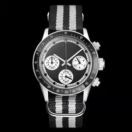 ヴィンテージDウォッチ永久ポールニューマンVK63ムーブメントクォーツストップウォッチ男性時計ステンレス鋼の男性ウォッチ37mm腕時計181221f
