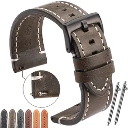 Zespół zegarek vintage oryginalny skórzany pasek z obserwacją 7 Pasek 18 mm 20 mm 22 mm 24 mm Women Men Men Cowhide Smart Band Akcesoria 230821