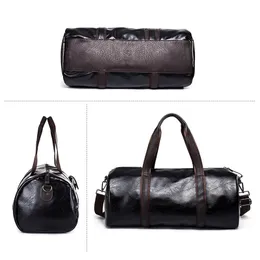 Taschen Sporttasche Männer für Gym Yoga Weiche Pu-leder Schwarz Braun Zylindrischen Sport Fitness Tasche Männlichen Schulter Reise Gepäck tasche XA594WD