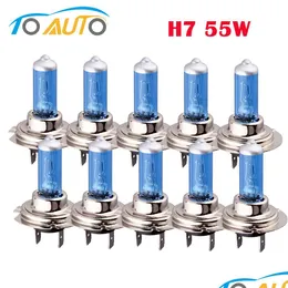 Outros acessórios de interiores Lâmpada H7 BB 6000K 55W 10PCS LUZES DE CARROS CARROS NOVA HALOGEN LUZ BRANCO 12V ENCONTRAMENTO DE CARRO DOISTELOS DO MOBILES DHD8Y