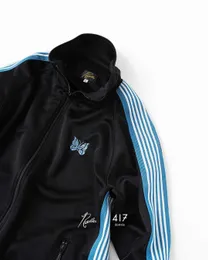 Men's Jackets Green Blue Needles Jackets Men Women High Street Embroidery Butterfly Needles Track Jacket Outerwear Stripe AWGE Coats J230821