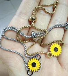 Charm Armband Sunflower Armband Daisy Justerbart rostfritt stål Armband Damer Vintage Jewelry Par Armband Lucky Friendship Wholesale 230821